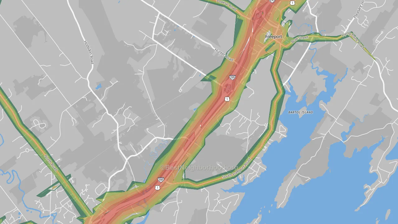 South Freeport, ME Map of Noise Levels in South Freeport