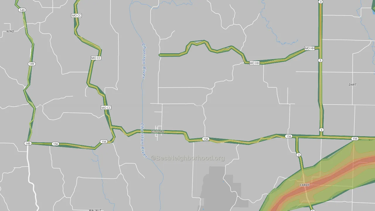 South Gifford, MO Map of Noise Levels in South Gifford