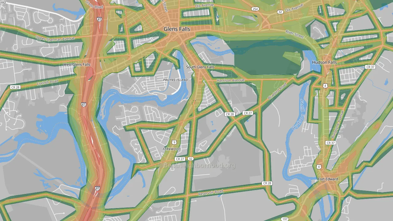 South Glens Falls, NY Map of Noise Levels in South Glens Falls
