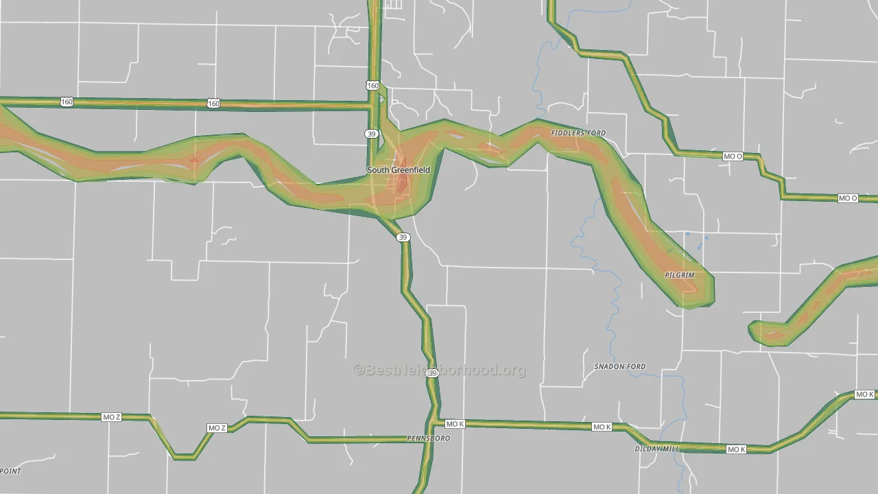 South Greenfield, MO Map of Noise Levels in South Greenfield