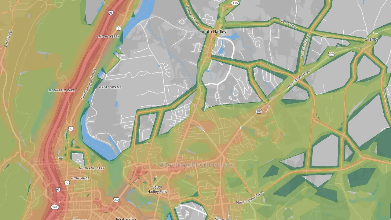 South Hadley, MA Map of Noise Levels in South Hadley