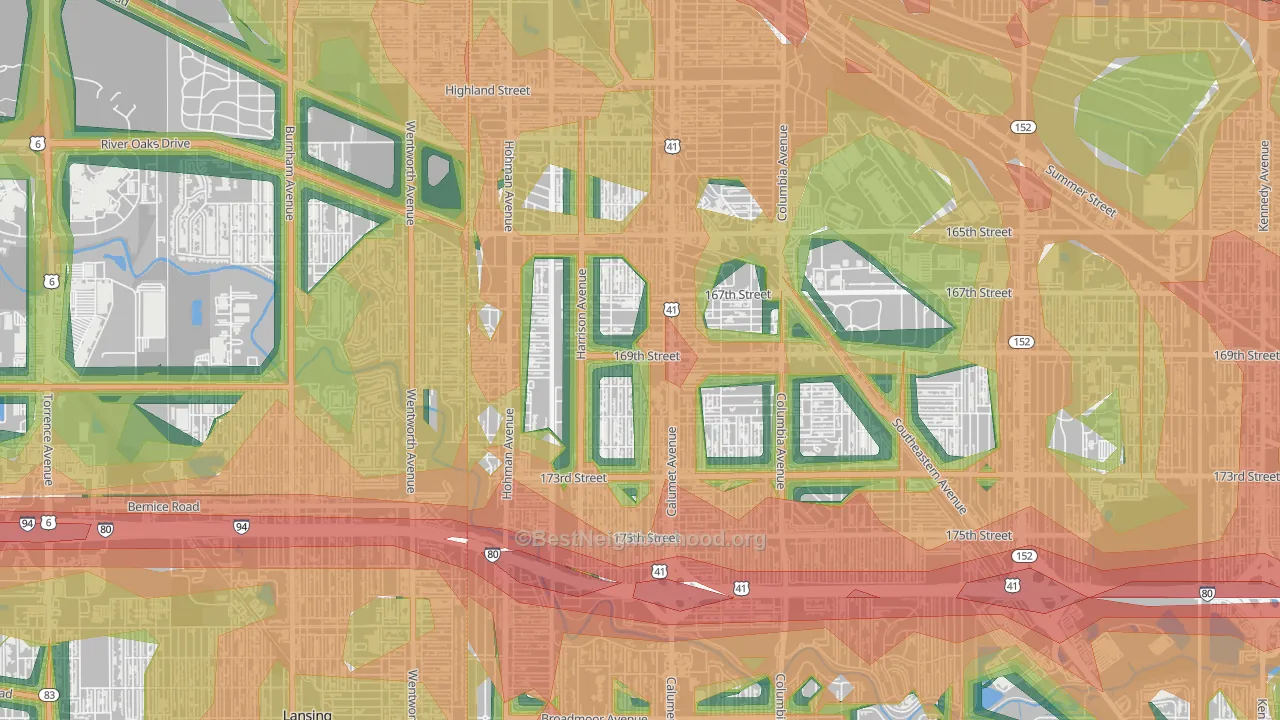 South Hammond, Hammond, IN Map of Noise Levels in South Hammond