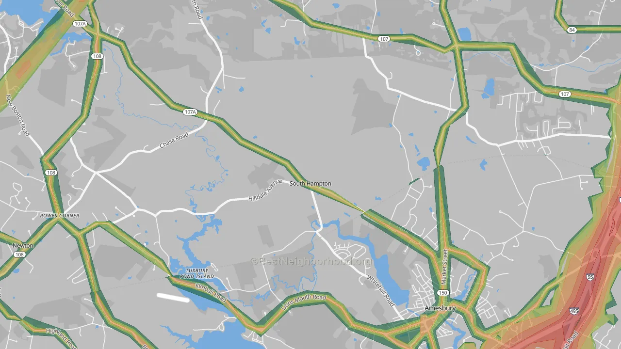 South Hampton, NH Map of Noise Levels in South Hampton