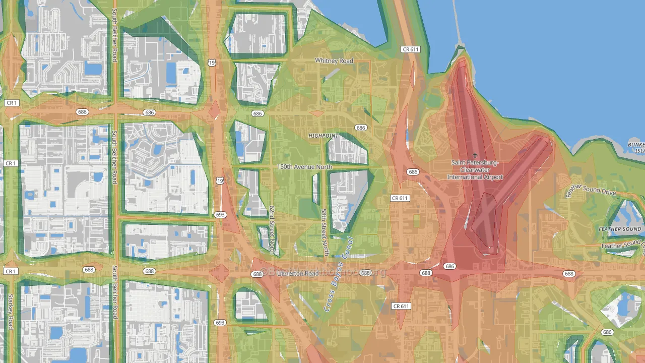 South Highpoint, FL Map of Noise Levels in South Highpoint