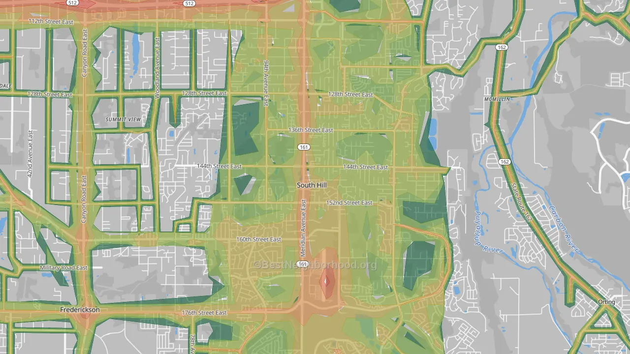 South Hill, WA Map of Noise Levels in South Hill