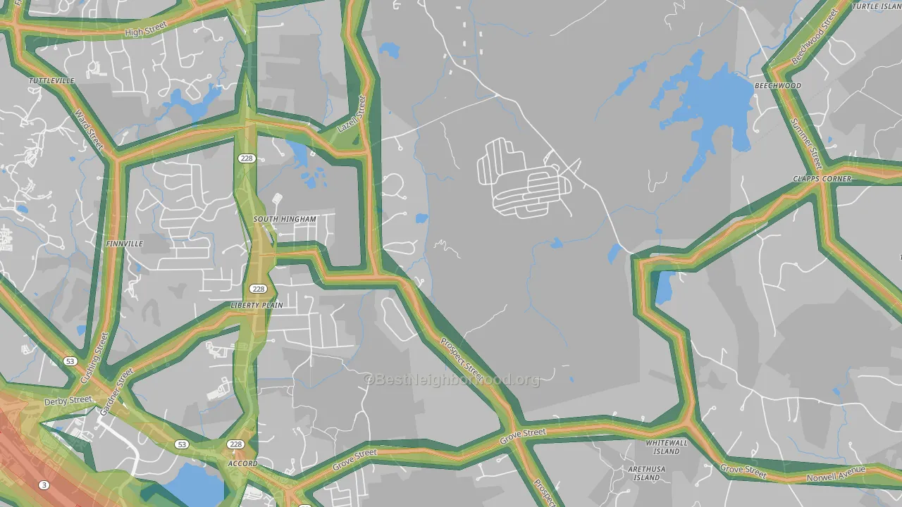 South Hingham, MA Map of Noise Levels in South Hingham
