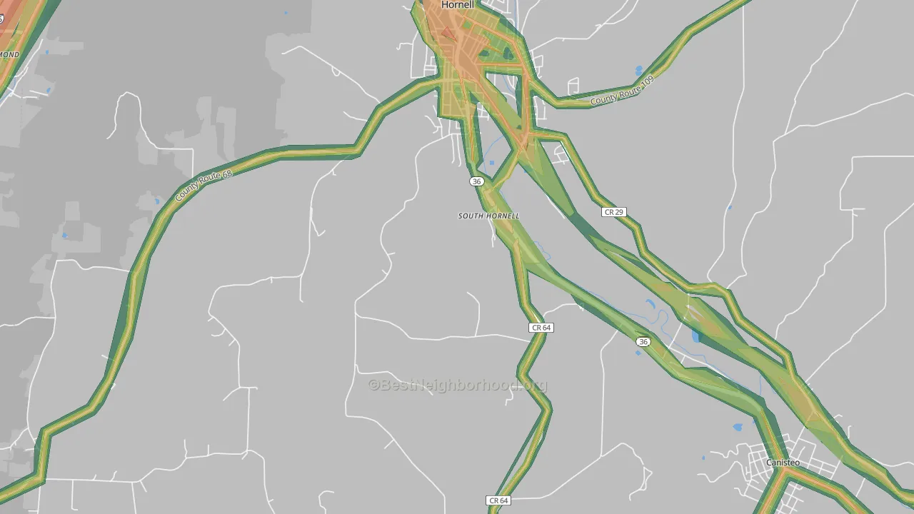 South Hornell, NY Map of Noise Levels in South Hornell