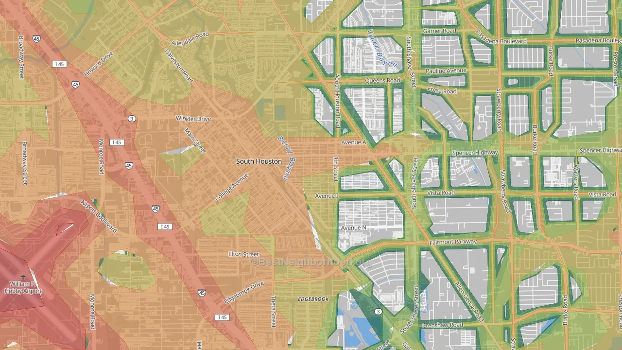 South Houston, TX Map of Noise Levels in South Houston
