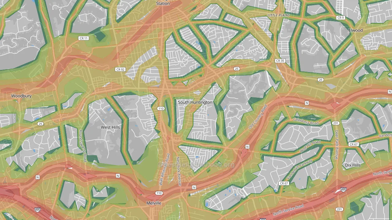 South Huntington, NY Map of Noise Levels in South Huntington