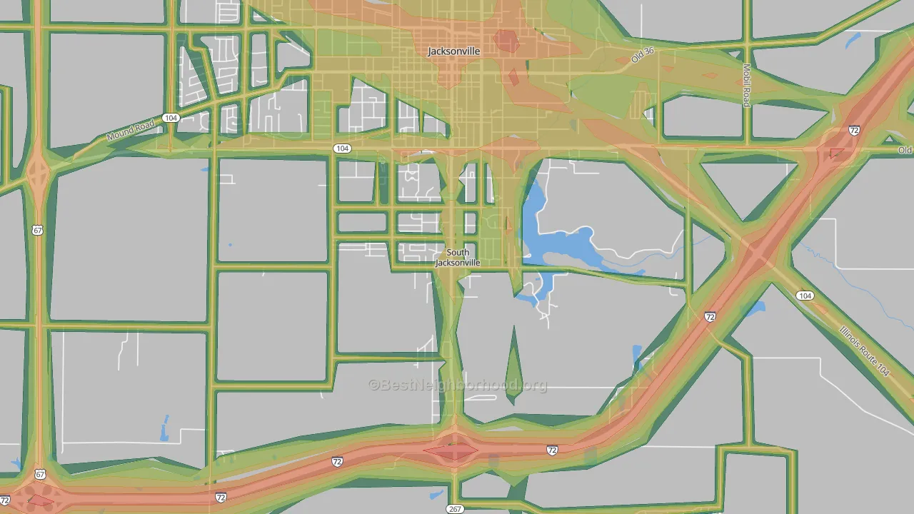 South Jacksonville, IL Map of Noise Levels in South Jacksonville