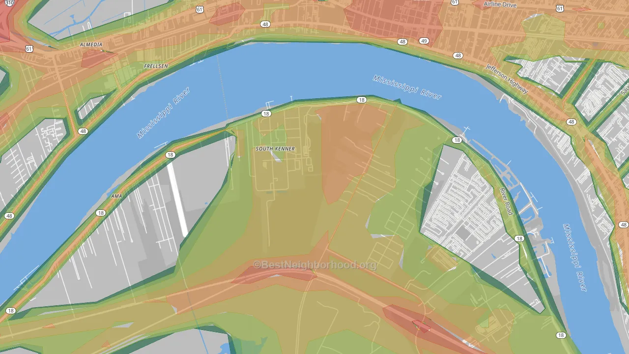 South Kenner, LA Map of Noise Levels in South Kenner