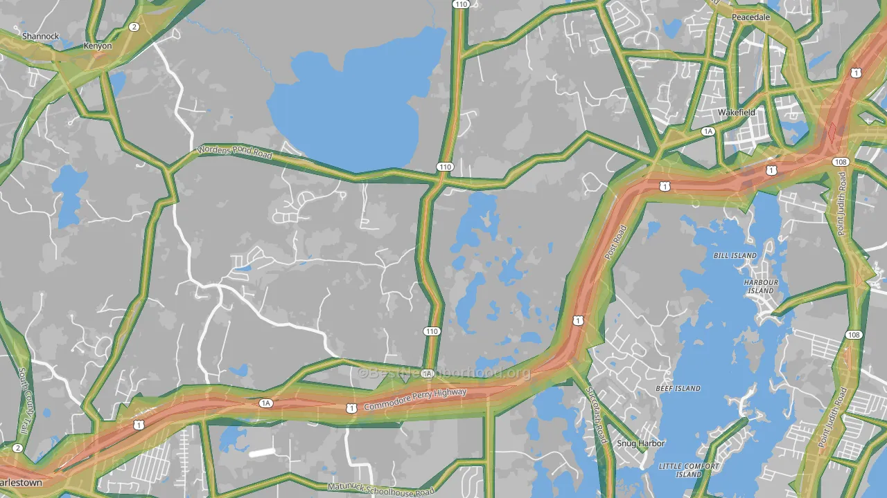 South Kingstown, RI Map of Noise Levels in South Kingstown