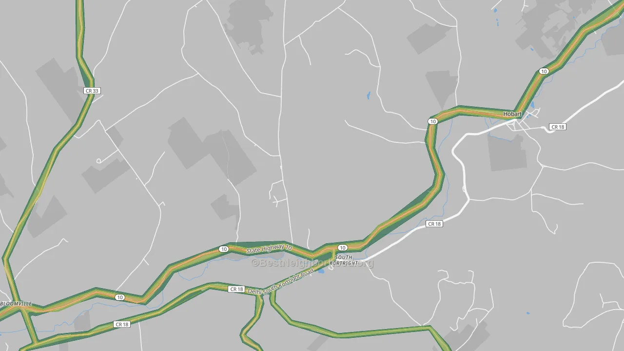South Kortright, NY Map of Noise Levels in South Kortright