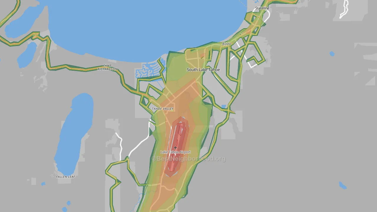 South Lake Tahoe, CA Map of Noise Levels in South Lake Tahoe