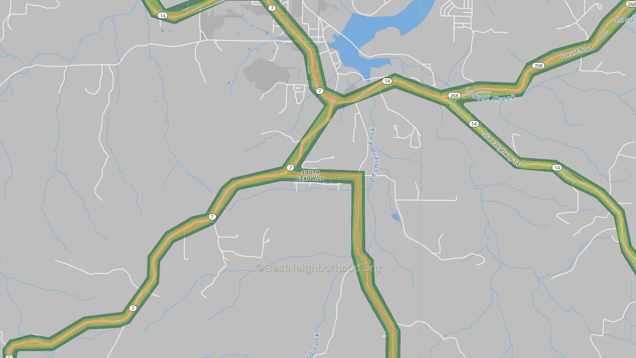 South Lead Hill, AR Map of Noise Levels in South Lead Hill