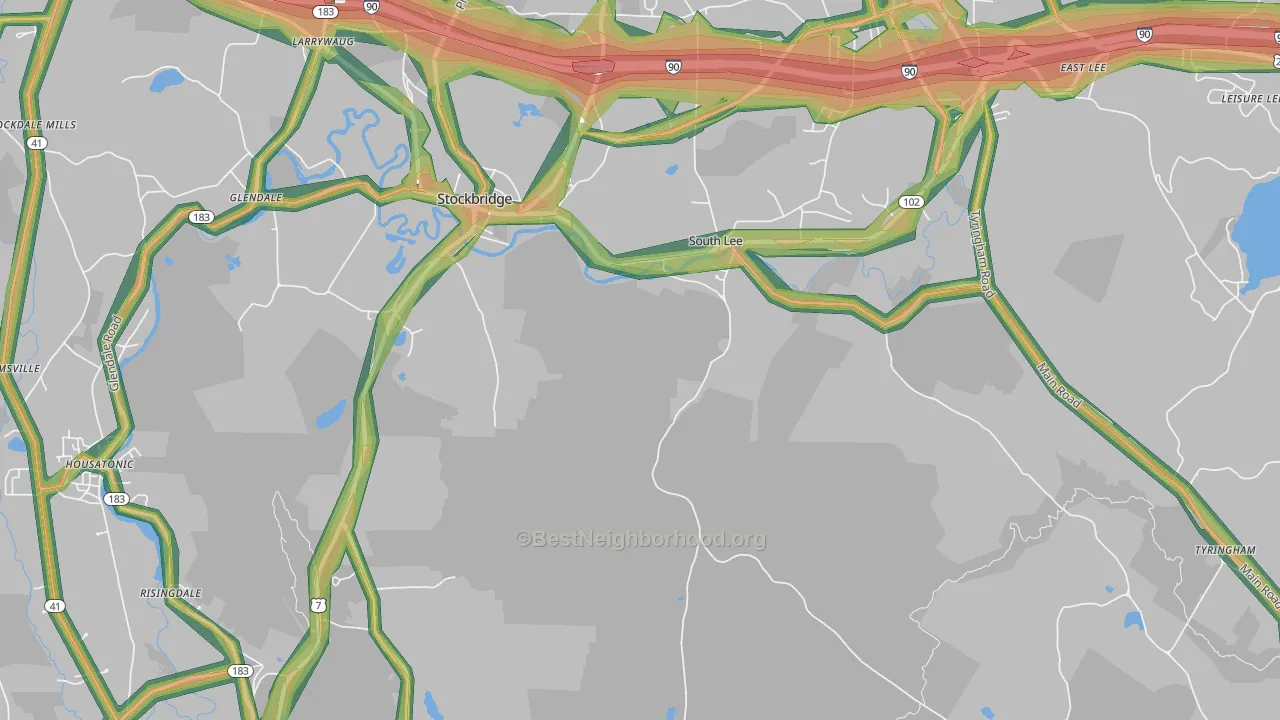 South Lee, MA Map of Noise Levels in South Lee