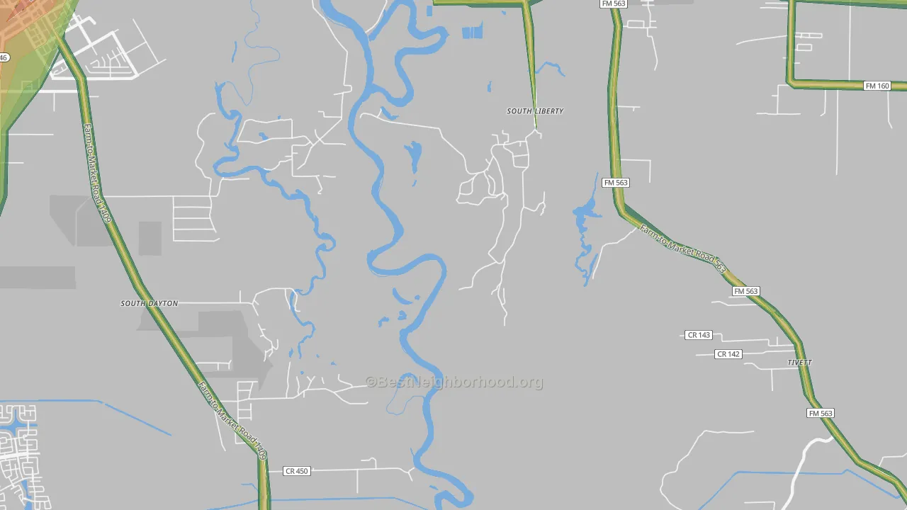 South Liberty, TX Map of Noise Levels in South Liberty