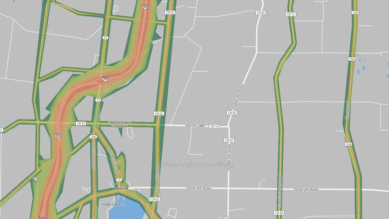 South Lima, NY Map of Noise Levels in South Lima