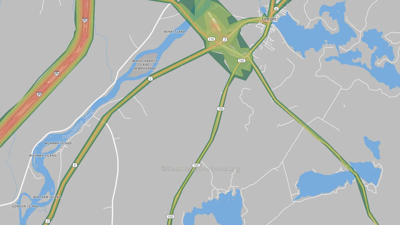 South Lincoln, ME Map of Noise Levels in South Lincoln