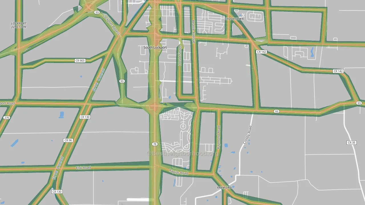 South Lockport, NY Map of Noise Levels in South Lockport
