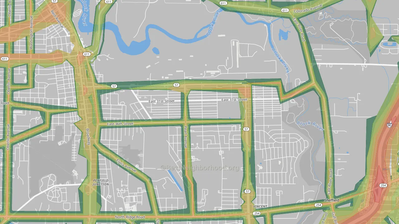 South Lorain, Lorain, OH Map of Noise Levels in South Lorain