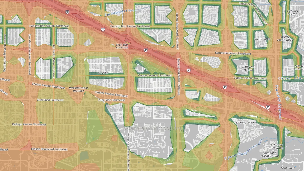 South Los Altos, Albuquerque, NM Map of Noise Levels in South Los Altos