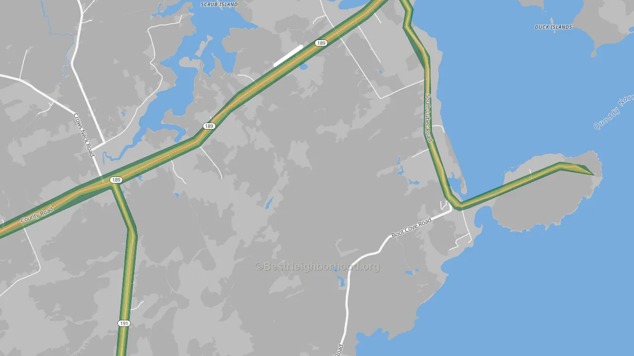 South Lubec, ME Map of Noise Levels in South Lubec