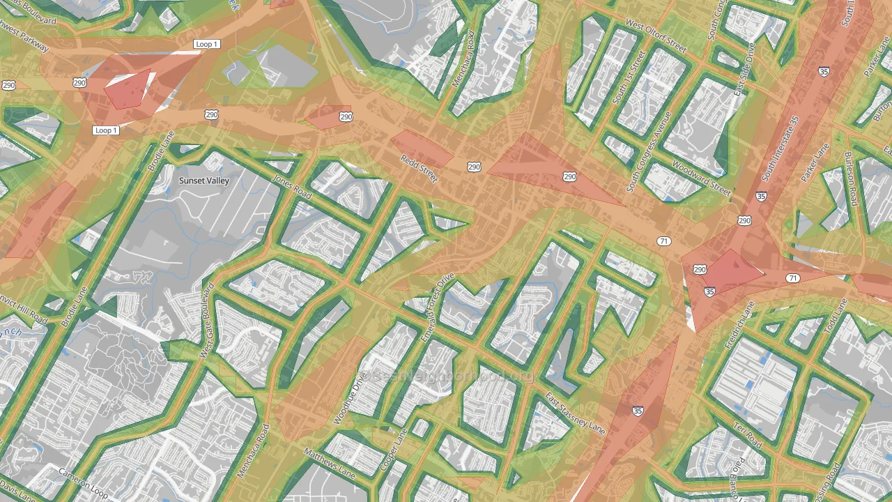 South Manchaca, Austin, TX Map of Noise Levels in South Manchaca