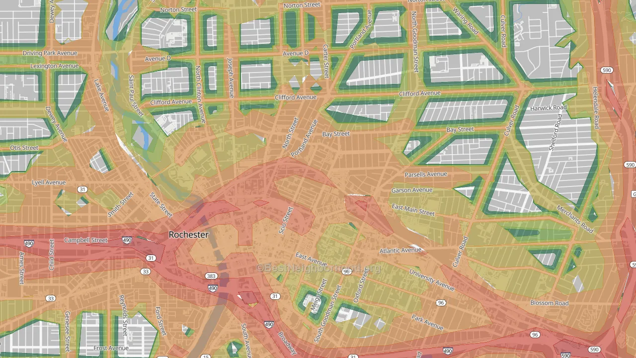 South Marketview Heights, Rochester, NY Map of Noise Levels in South Marketview Heights