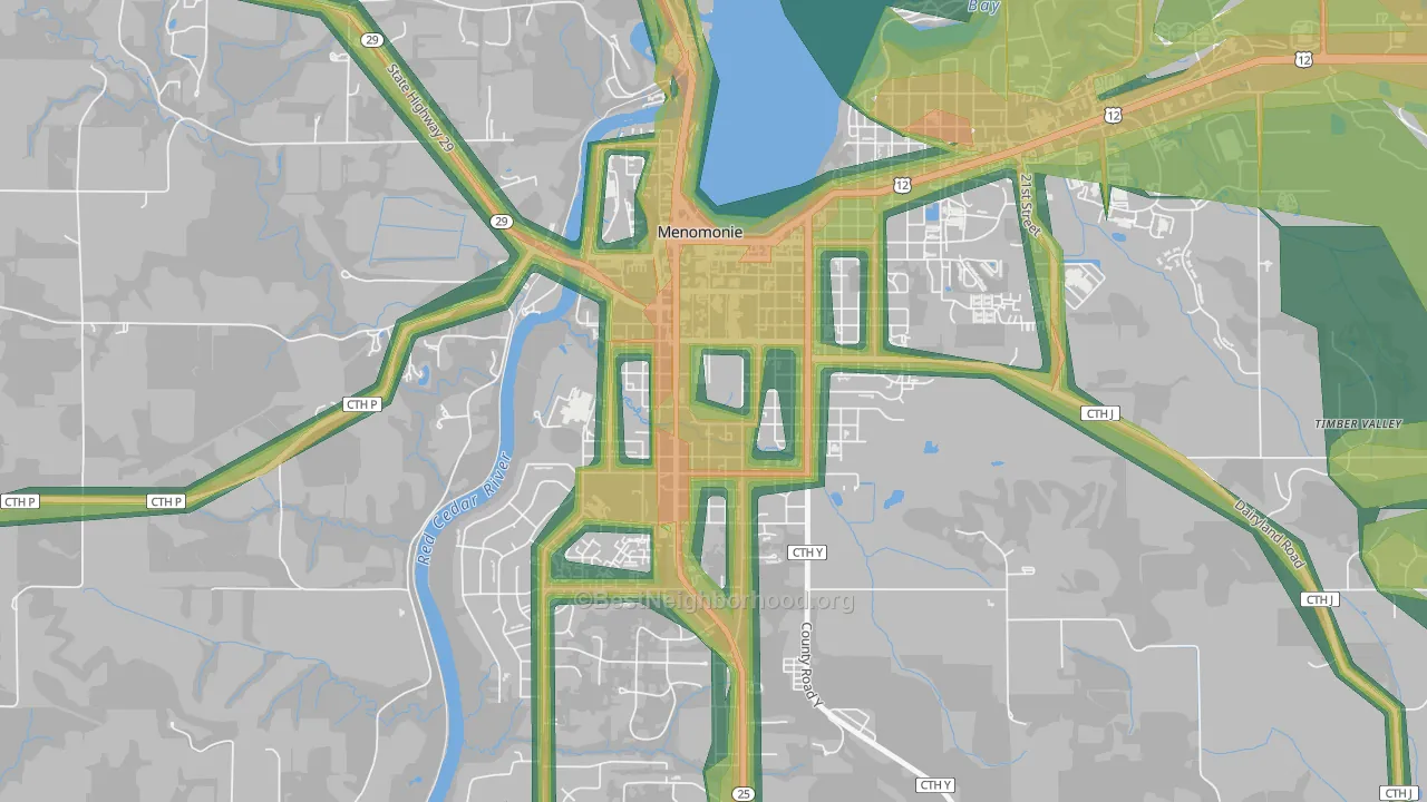 South Menomonie, Menomonie, WI Map of Noise Levels in South Menomonie