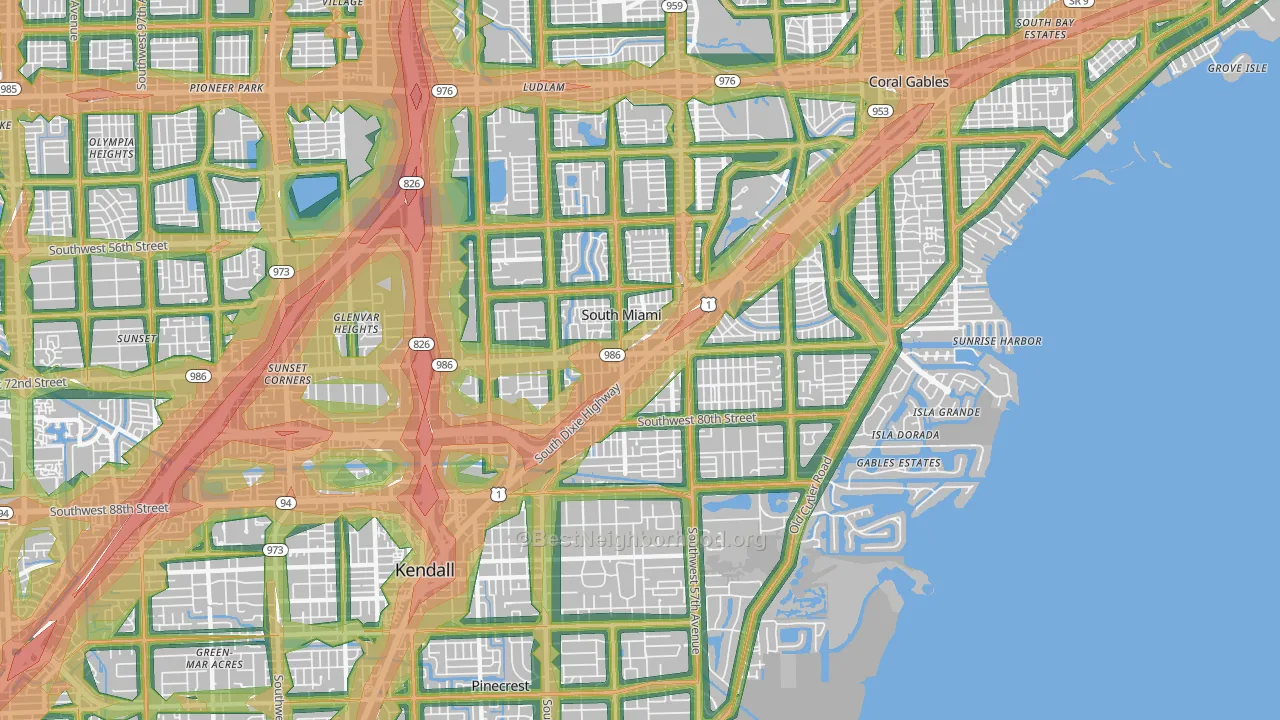 South Miami, FL Map of Noise Levels in South Miami