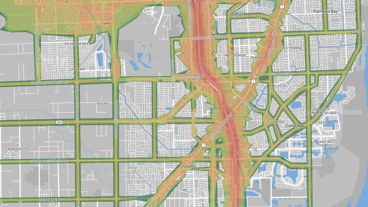South Miami Heights, FL Map of Noise Levels in South Miami Heights