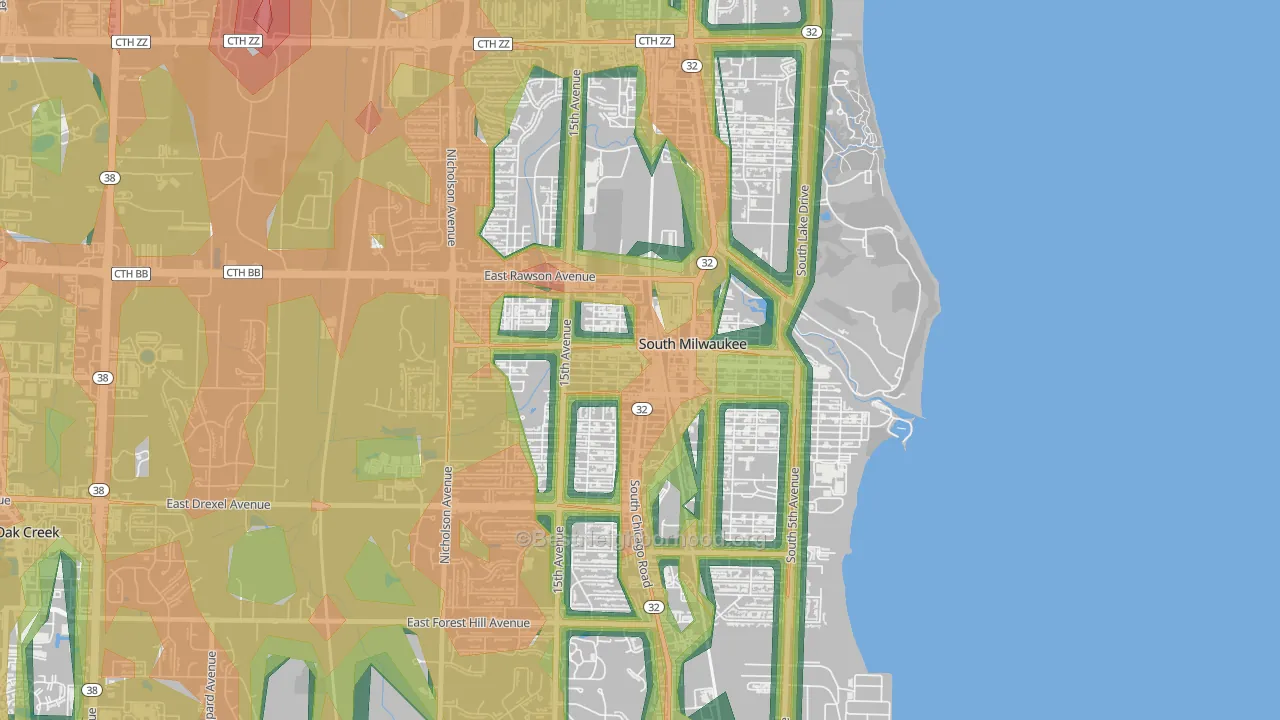 South Milwaukee, WI Map of Noise Levels in South Milwaukee