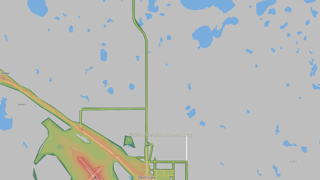South Minnewaukan, ND Map of Noise Levels in South Minnewaukan