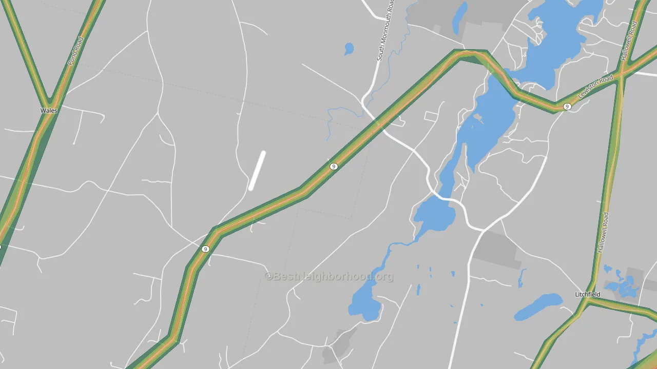 South Monmouth, ME Map of Noise Levels in South Monmouth