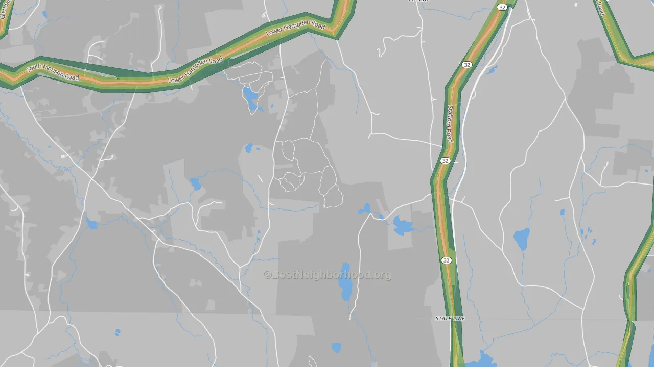 South Monson, MA Map of Noise Levels in South Monson