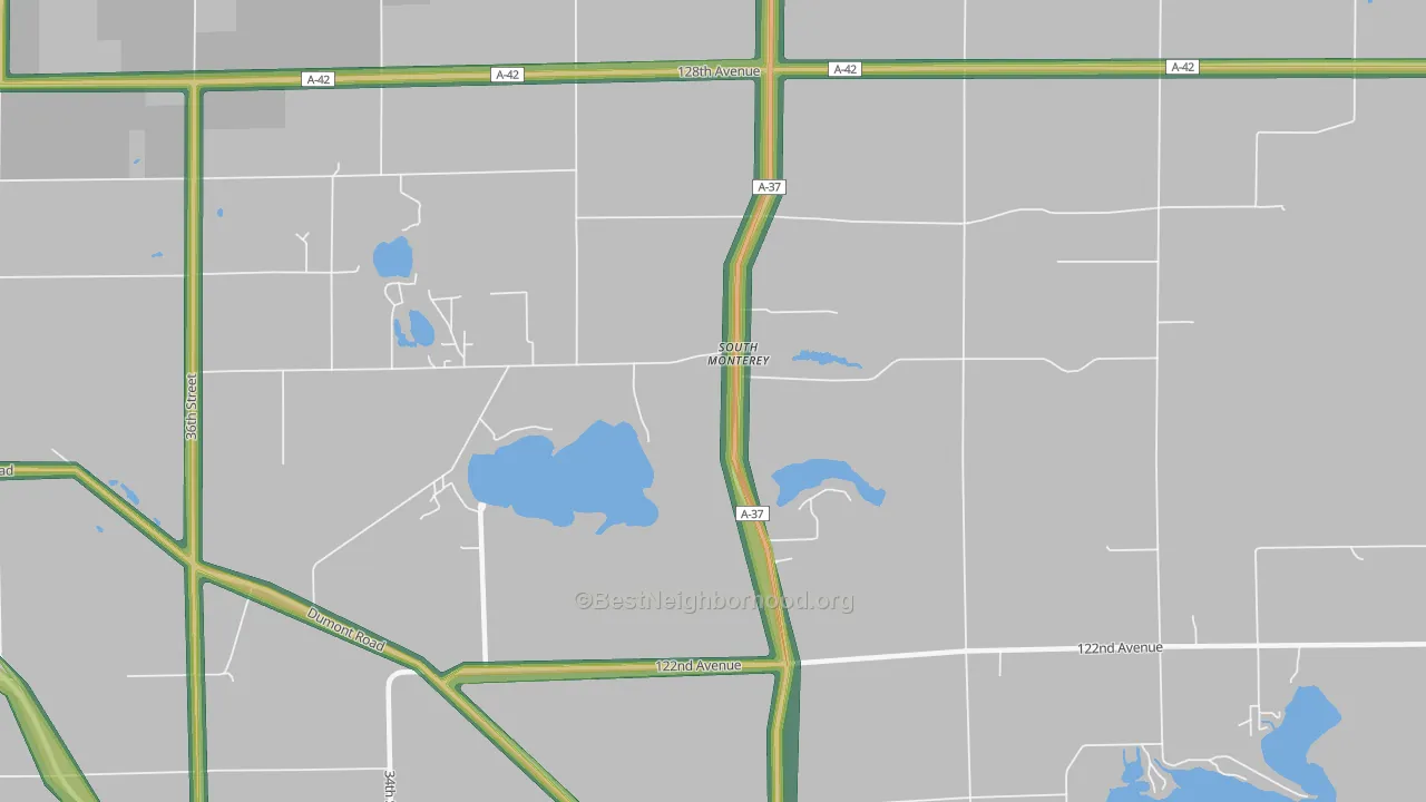 South Monterey, MI Map of Noise Levels in South Monterey