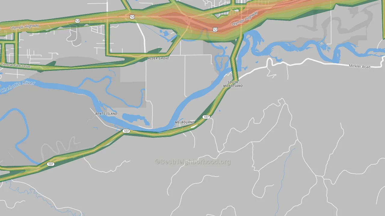 South Montesano, WA Map of Noise Levels in South Montesano
