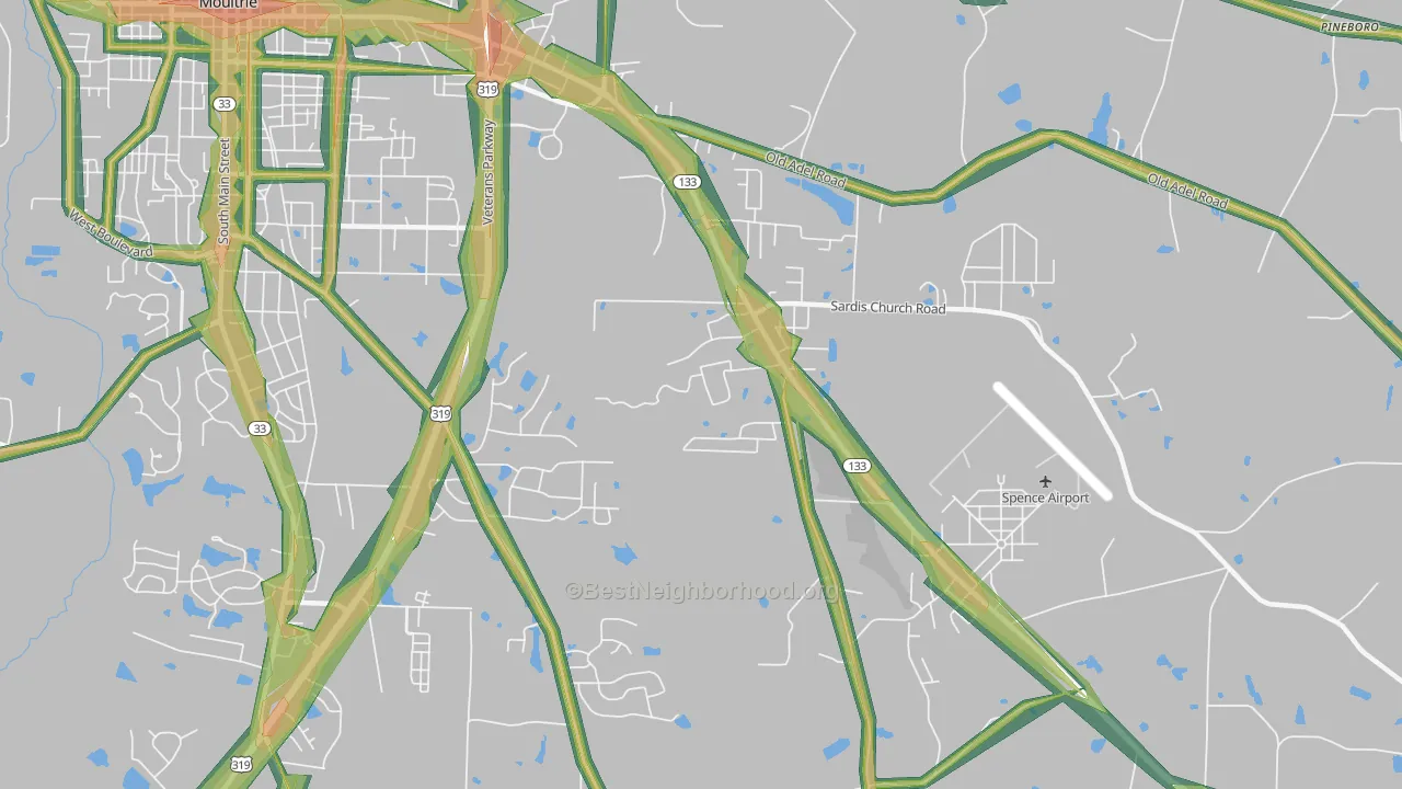 South Moultrie, GA Map of Noise Levels in South Moultrie