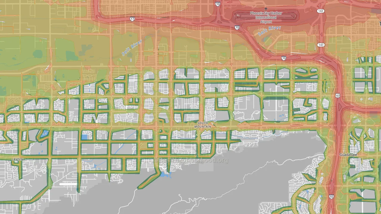 South Mountain, Phoenix, AZ Map of Noise Levels in South Mountain