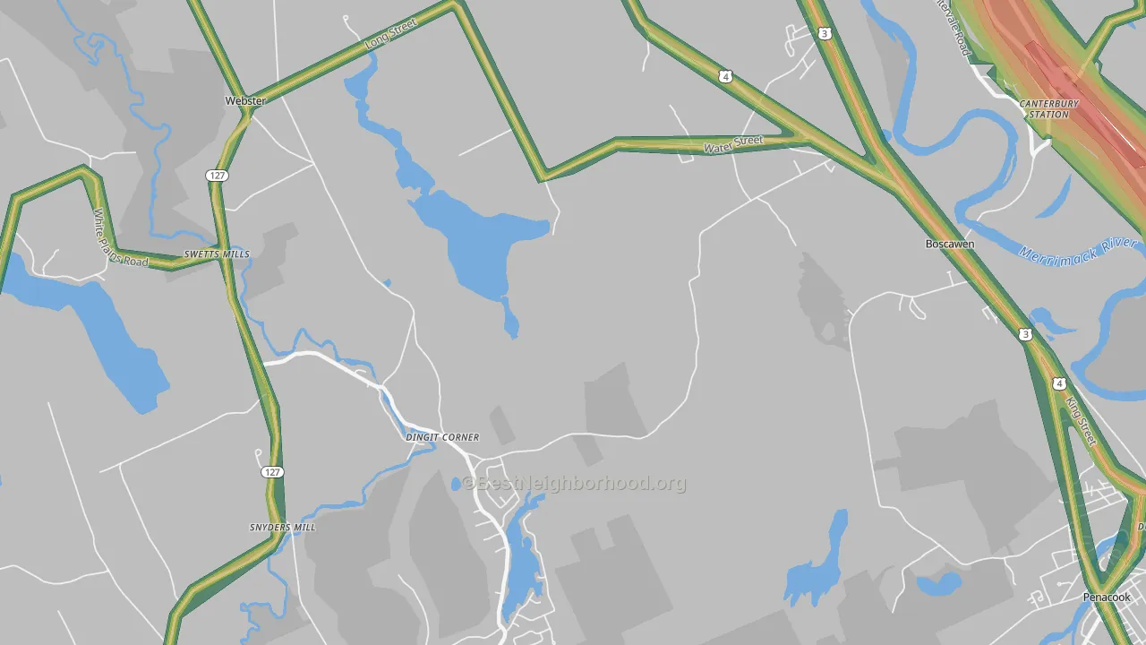 South Newbury, NH Map of Noise Levels in South Newbury
