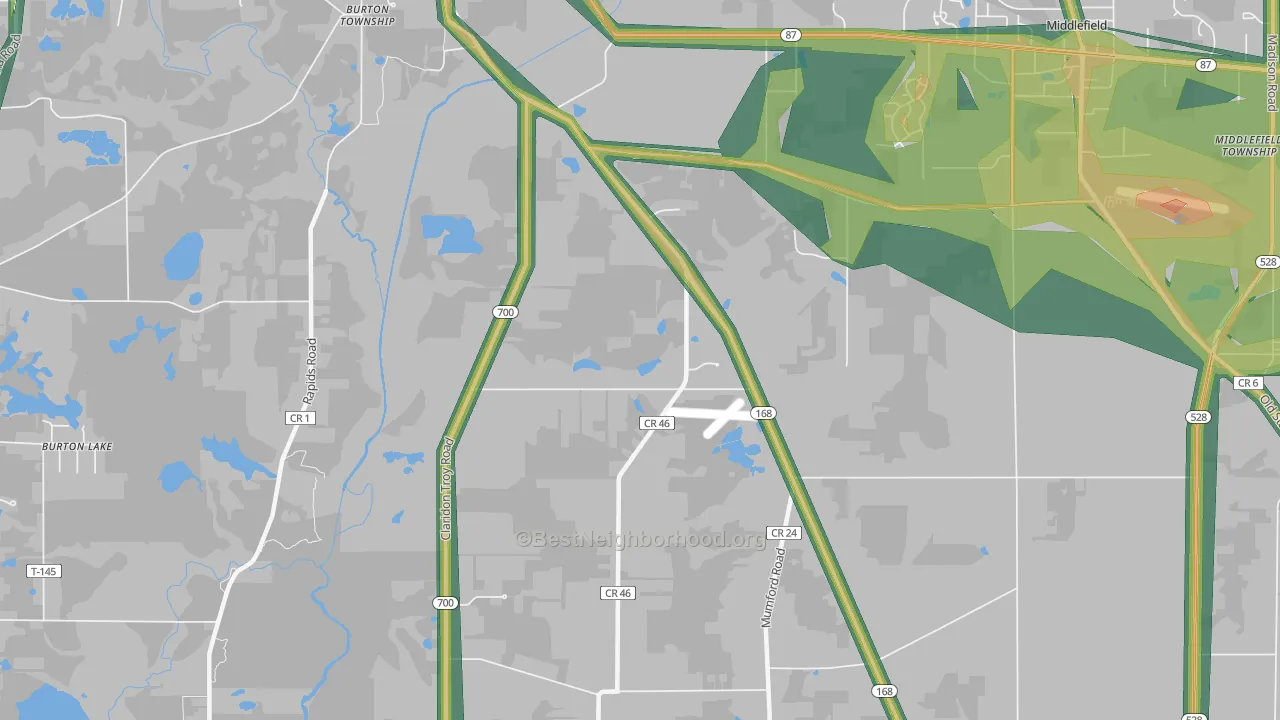 South Newbury, OH Map of Noise Levels in South Newbury