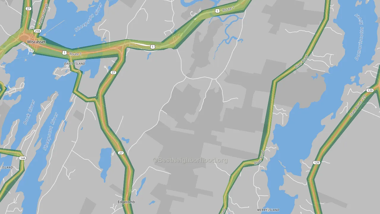 South Newcastle, ME Map of Noise Levels in South Newcastle