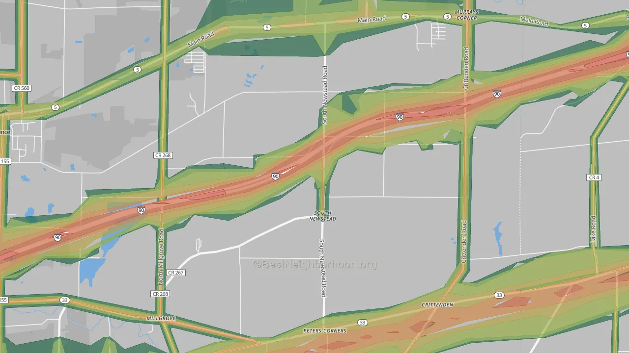 South Newstead, NY Map of Noise Levels in South Newstead