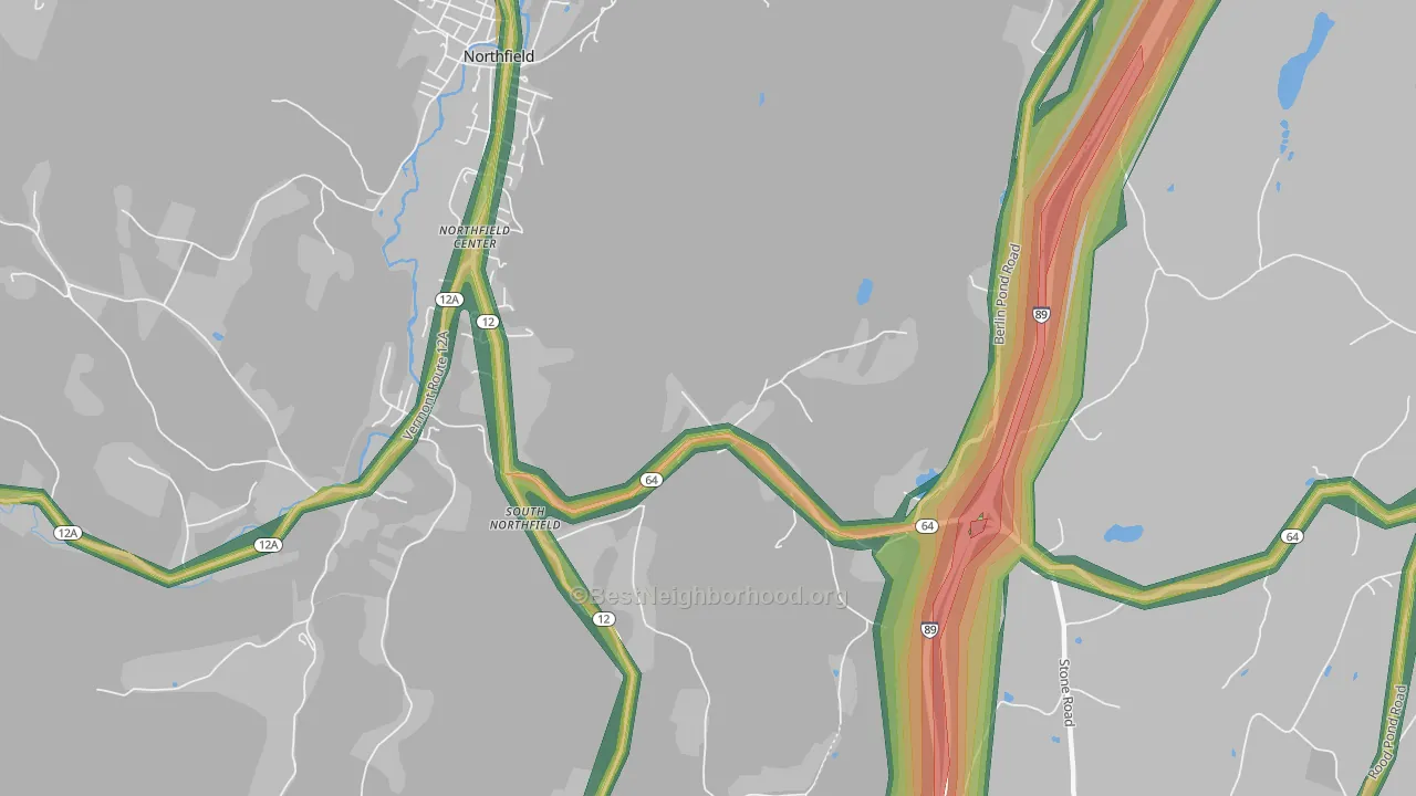 South Northfield, VT Map of Noise Levels in South Northfield