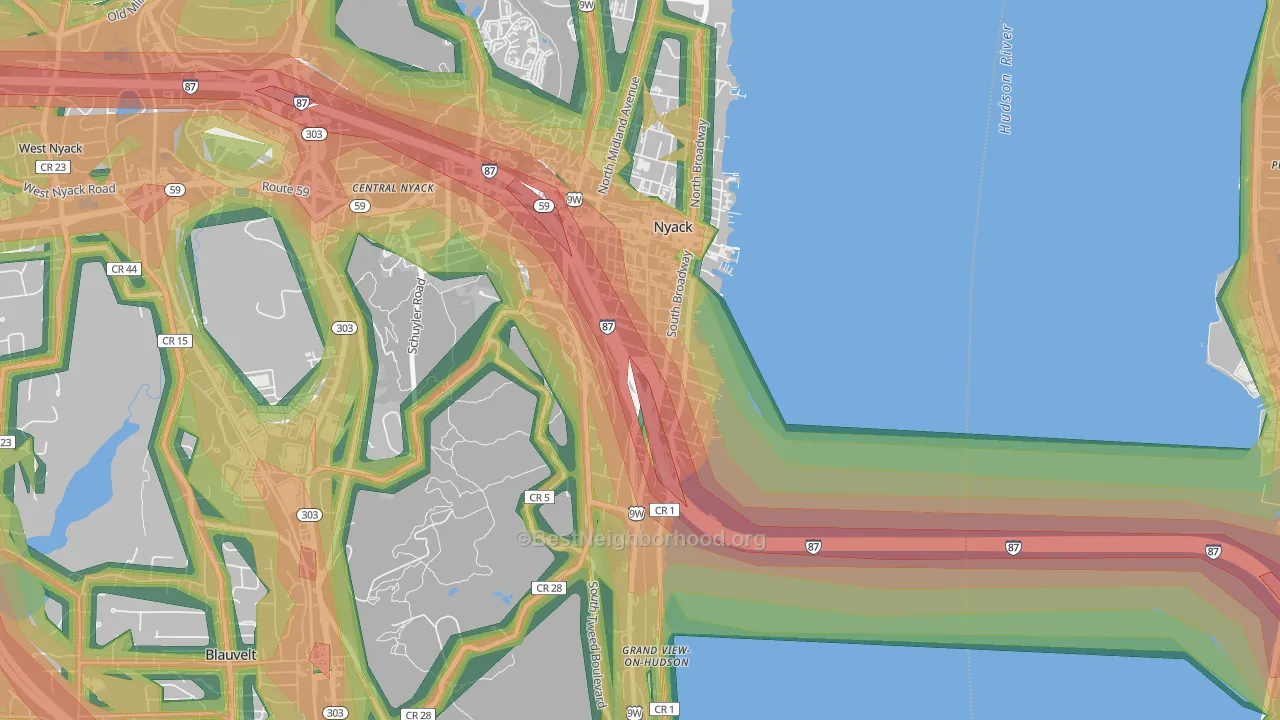 South Nyack, NY Map of Noise Levels in South Nyack