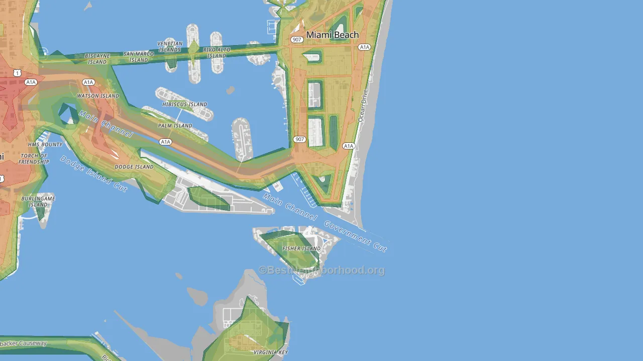 South of Fifth, Miami Beach, FL Map of Noise Levels in South of Fifth