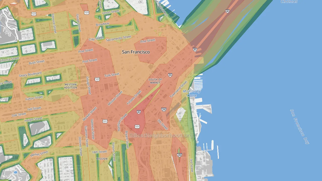 South of Market, San Francisco, CA Map of Noise Levels in South of Market