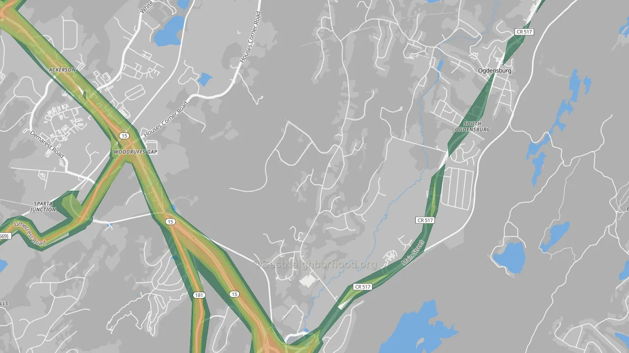 South Ogdensburg, NJ Map of Noise Levels in South Ogdensburg