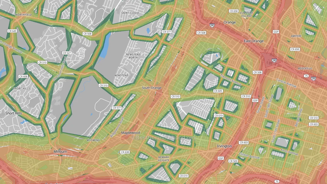 South Orange, NJ Map of Noise Levels in South Orange